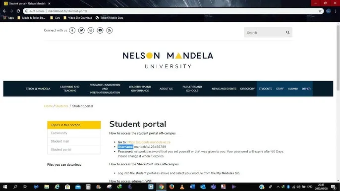 NMU Student Portal Login